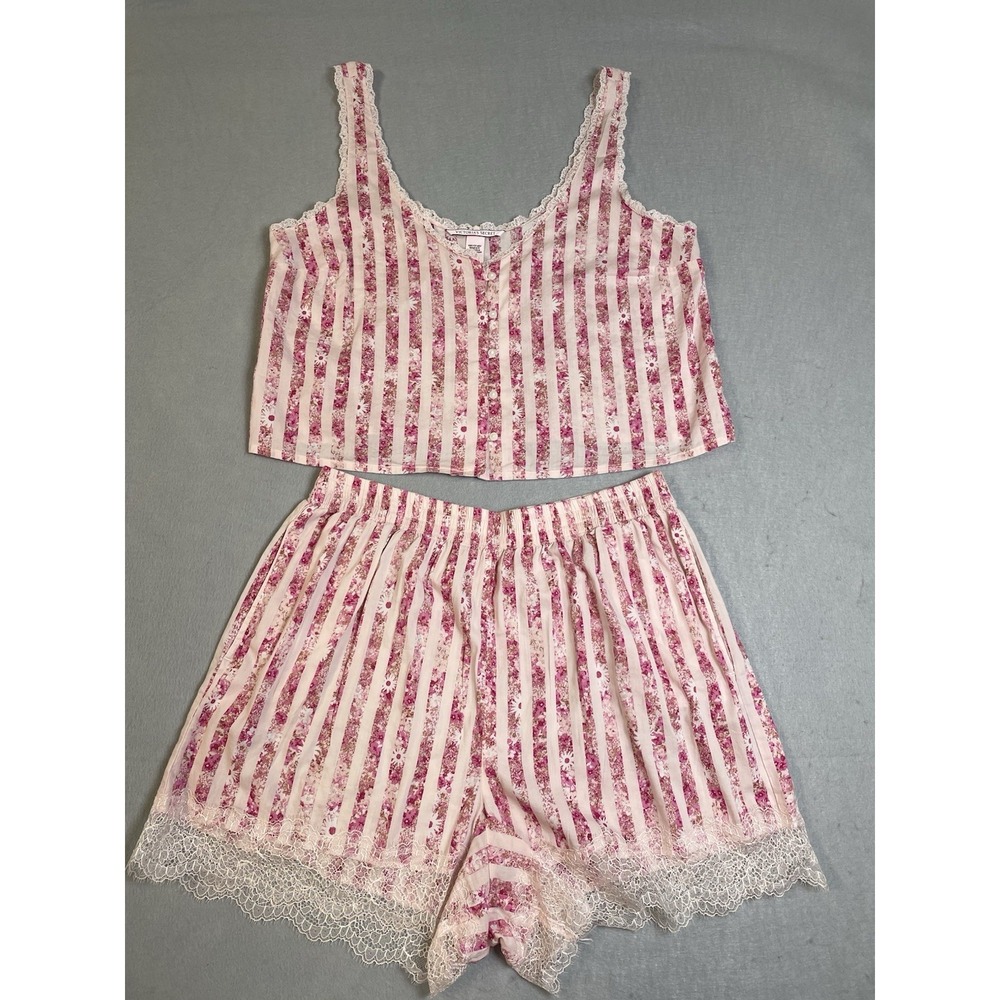 Victoria's Secret‎ Womens Pink Top And Shorts Two Piece Pajama Set Size Medium